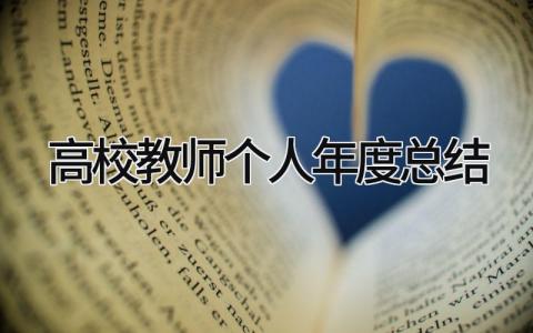 高校教师个人年度总结 精选13篇