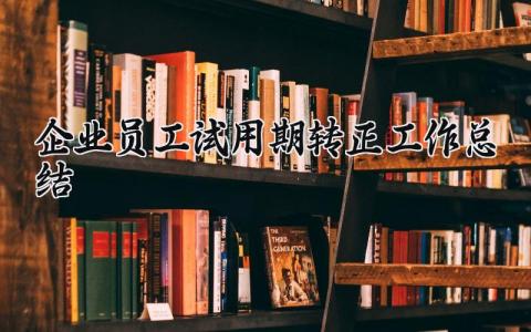 企业员工试用期转正工作总结报告 企业员工试用期转正工作总结简短