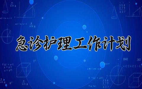 急诊护理工作计划 急诊护理的工作计划及小结 (9篇)
