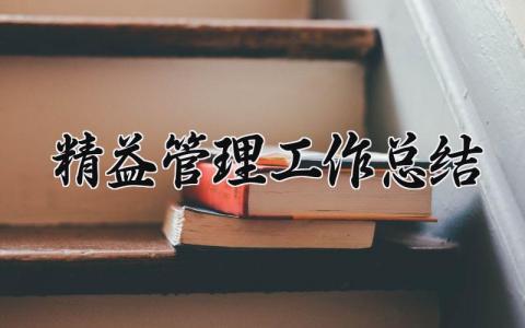 精益管理工作总结 精益管理的年度总结 (4篇)