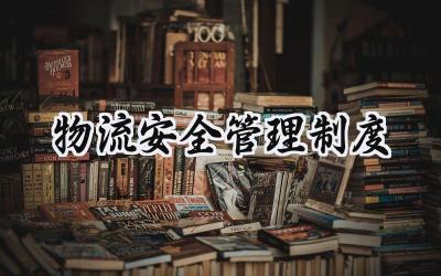 物流安全管理制度 物流设施安全管理制度