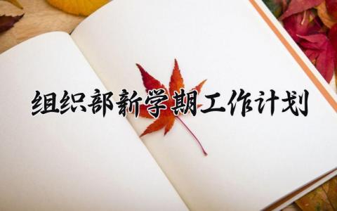 组织部新学期工作计划范文 组织部新学期工作展望 (17篇)