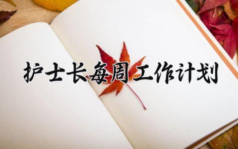 护士长每周工作计划 护士长的每周工作计划范文 (19篇）