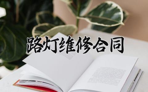 路灯维修合同 路灯维修的合同范本(5篇)