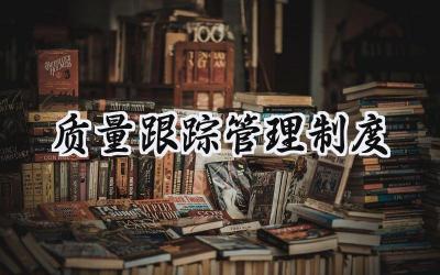 质量跟踪管理制度总结 质量跟踪管理制度优秀范文 (15篇）